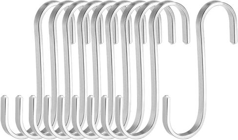 uxcell Stainless Steel S Hooks 3" Flat S Shaped Hook Hangers for Kitchen Bathroom Bedroom Storage Room Office Outdoor Multiple Uses 10pcs in Saudi Arabia
