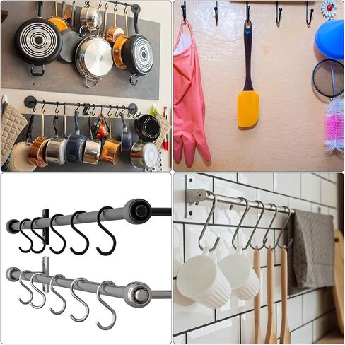 uxcell Stainless Steel S Hooks 3" Flat S Shaped Hook Hangers for Kitchen Bathroom Bedroom Storage Room Office Outdoor Multiple Uses 10pcs in Saudi Arabia