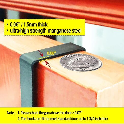 خطافات فوق الباب، رف تعليق للباب لتعليق المناشف والملابس والمعطف والحمام (5 خطافات مزدوجة، أسود) in Kuwait