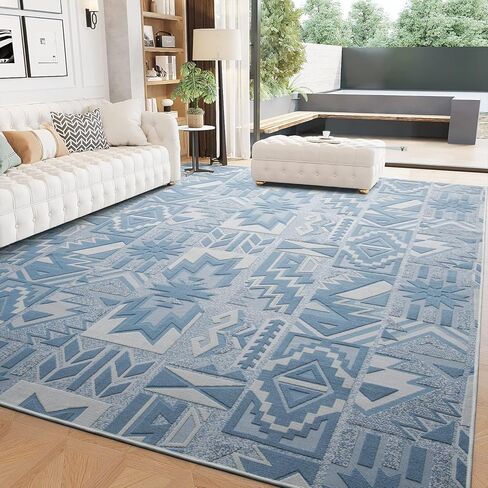 سجادة منطقة مقاس 5 × 7 أقدام - سجادة قبيلة الأزتيك المغربية الجنوبية الغربية - سجاد بوهو لغرفة المعيشة وغرفة النوم - يمكن غسلها في الغسالة وغير قابلة للانزلاق ومنسوجة ثلاثية الأبعاد - رمادي محايد in Kuwait