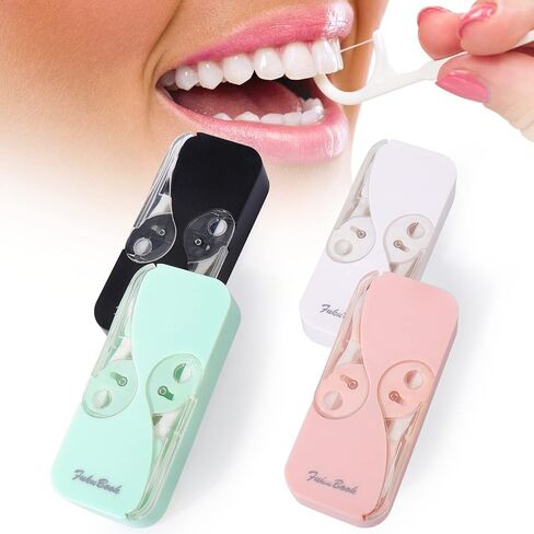 موزع خيط تنظيف الأسنان المحمول، 4 عبوات من موزع خيط تنظيف الأسنان، حقيبة محمولة لخيط تنظيف الأسنان، منظم خيط تنظيف الأسنان التلقائي للنساء والرجال لتنظيف الأسنان in Kuwait