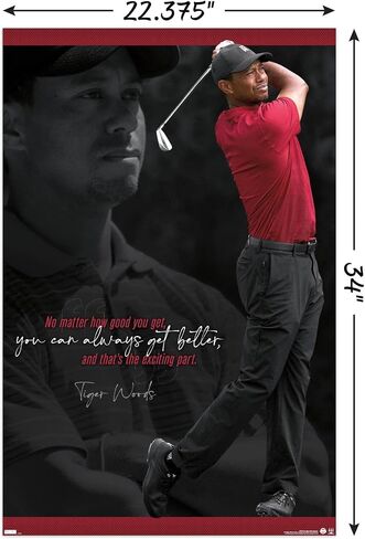 Trends International Tiger Woods - Always Get Better Wall Poster, 14.725" x 22.375", Barnwood Framed Version in Saudi Arabia