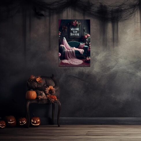 Nostalgic Halloween Poster Vintage Ghost Arcade Decor Gothic Dark Academia Wall Art Decorations Funny Ghost Face Canvas Print Decorations for Gamer Teen Boy Room Living Room Decor 12X16inch Framed in Saudi Arabia