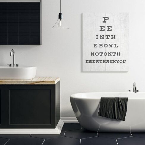 Stupell Industries Bathroom Seeing Eye Chart Pee in The Bowl Phrase Wall Art in Saudi Arabia