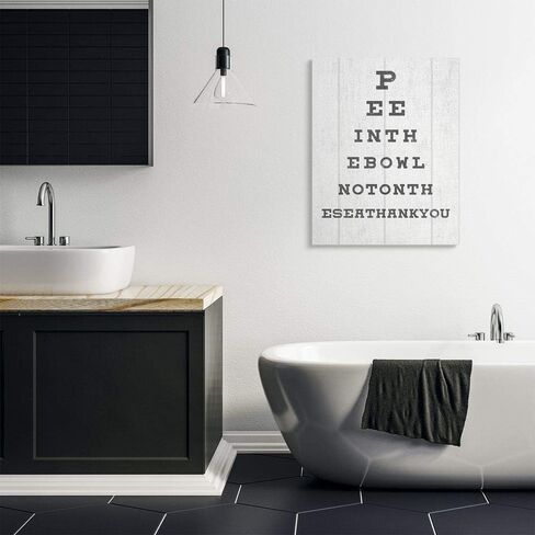 Stupell Industries Bathroom Seeing Eye Chart Pee in The Bowl Phrase Wall Art in Saudi Arabia