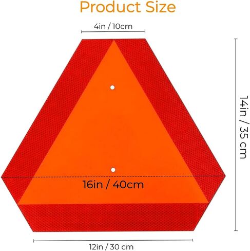 1 Pack Slow Moving Vehicle Sign 14"x16", 1mm Thick Aluminum Farm Triangle Safety Sign, Engineering Grade Reflective SMV Safety Sign for Golf Cart/Tractor/UTV, Up to 7 Years of Outdoor Use in Saudi Arabia