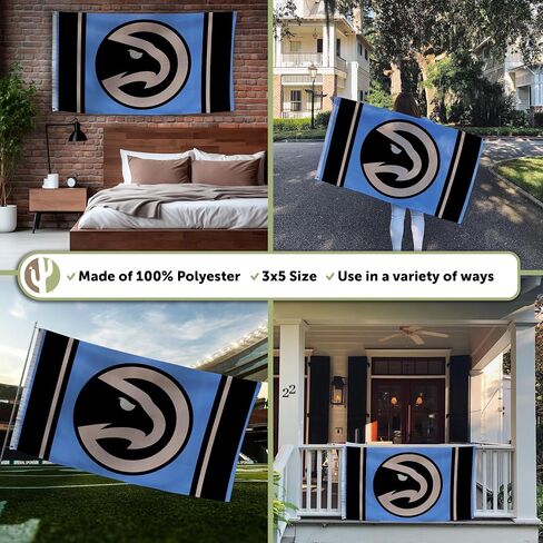 Desert Cactus Atlanta Hawks Flag NBA 100% Polyester Indoor Outdoor 3x5 feet National Basketball Association Team Flags (Flag City Edition 2023 B) in Saudi Arabia