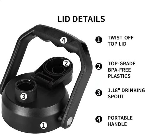 64oz 128oz Wide Mouth Insulated Vacuum Water Bottle Jug With Handle, Gallon Stainless Steel Ice Bucket Travel Mug Large Sports Canteen (64oz,black) in Saudi Arabia