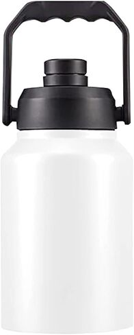 64oz 128oz Wide Mouth Insulated Vacuum Water Bottle Jug With Handle, Gallon Stainless Steel Ice Bucket Travel Mug Large Sports Canteen (64oz,black) in Saudi Arabia