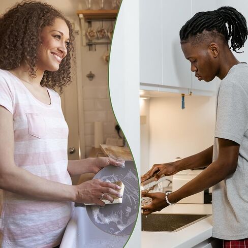 إسفنجة مطبخ طبيعية لتنظيف إسفنجة أطباق المطبخ لأوساخ المطبخ شديدة التحمل 12 قطعة in Kuwait