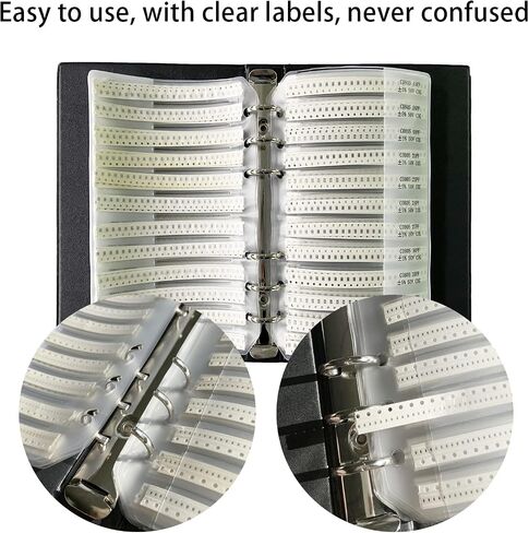 Capacitor Book 0805 SMD (0.5pF-10uF) 92 Value x 50pcs = 4600pcs SMT Kit Capacitor Chip Assortment Portfolio Folder Sample Book (Capacitance-0805) in Saudi Arabia