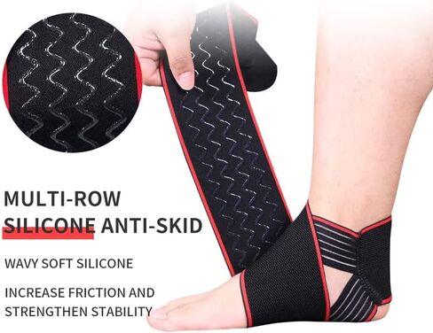 Set of 2 Ankle Support,Adjustable Ankle Brace Breathable Nylon Material Super Elastic and Comfortable,1 Size Fits all,Suitable for Sports (Red Set of 2) in Saudi Arabia