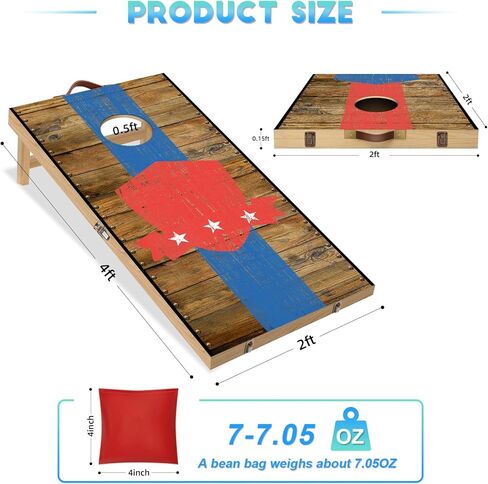 مجموعة لوحة كورنهول قابلة للطي بحجم تنظيم 4 أقدام × 2 قدم من الخشب الصلب لعبة كورنهول ممتازة مع 8 أكياس فول وحقيبة حمل مجموعة كورنهول محمولة للأطفال والكبار للعب في الأماكن المغلقة أو الهواء الطلق in Kuwait