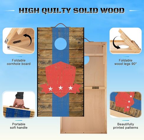 مجموعة لوحة كورنهول قابلة للطي بحجم تنظيم 4 أقدام × 2 قدم من الخشب الصلب لعبة كورنهول ممتازة مع 8 أكياس فول وحقيبة حمل مجموعة كورنهول محمولة للأطفال والكبار للعب في الأماكن المغلقة أو الهواء الطلق in Kuwait