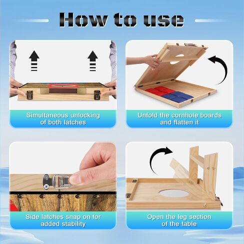 مجموعة لوحة كورنهول قابلة للطي بحجم تنظيم 4 أقدام × 2 قدم من الخشب الصلب لعبة كورنهول ممتازة مع 8 أكياس فول وحقيبة حمل مجموعة كورنهول محمولة للأطفال والكبار للعب في الأماكن المغلقة أو الهواء الطلق in Kuwait