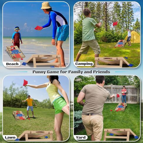 مجموعة لوحة كورنهول قابلة للطي بحجم تنظيم 4 أقدام × 2 قدم من الخشب الصلب لعبة كورنهول ممتازة مع 8 أكياس فول وحقيبة حمل مجموعة كورنهول محمولة للأطفال والكبار للعب في الأماكن المغلقة أو الهواء الطلق in Kuwait