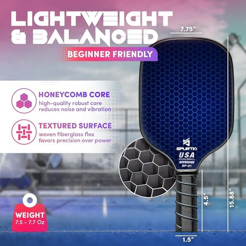 Pickleball Paddles Set of 2 USAPA Approved Fiberglass Surface Pickleball Set with 2 Pickleball Rackets, 4 Balls,Grip Tapes & Portable Carry Bag,Pickle Ball Paddle Set ​for Men Women & Beginners in Saudi Arabia