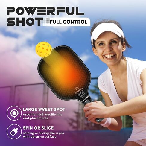 Pickleball Paddles Set of 2 USAPA Approved Fiberglass Surface Pickleball Set with 2 Pickleball Rackets, 4 Balls,Grip Tapes & Portable Carry Bag,Pickle Ball Paddle Set ​for Men Women & Beginners in Saudi Arabia