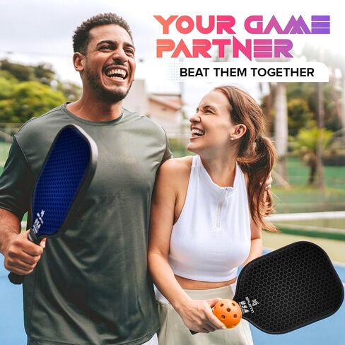 Pickleball Paddles Set of 2 USAPA Approved Fiberglass Surface Pickleball Set with 2 Pickleball Rackets, 4 Balls,Grip Tapes & Portable Carry Bag,Pickle Ball Paddle Set ​for Men Women & Beginners in Saudi Arabia