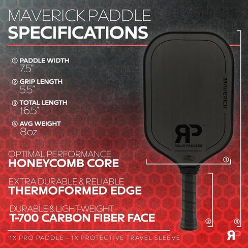 Carbon Fiber Pickleball Paddle with Performance Honeycomb Core for Power & Control | Thermoformed with Foam Injected Edges for Larger Sweet Spot | USAP Approved | includes Paddle Cover in Saudi Arabia