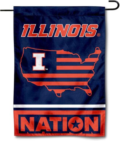Illinois Fighting Illini Garden Flag with USA Stars and Stripes Nation in Saudi Arabia