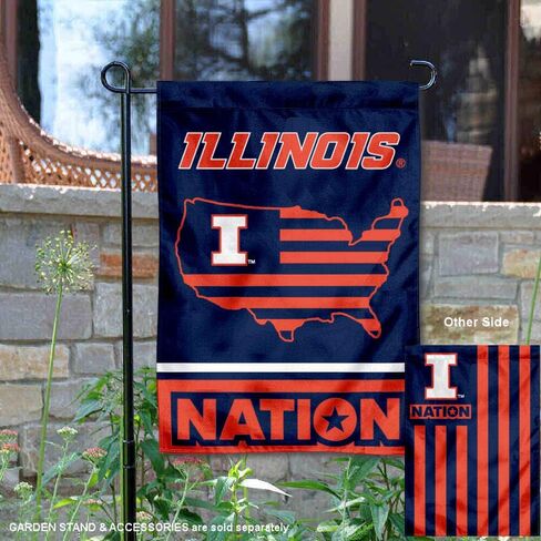 Illinois Fighting Illini Garden Flag with USA Stars and Stripes Nation in Saudi Arabia
