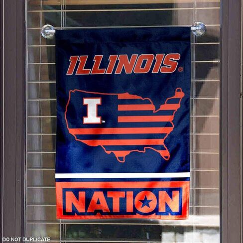Illinois Fighting Illini Garden Flag with USA Stars and Stripes Nation in Saudi Arabia