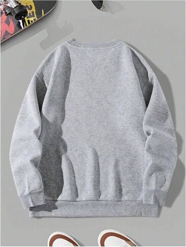 SOLY HUX Sweatshirts for Men Letter Print Drop Shoulder Long Sleeve Casual Pullover Tops in Saudi Arabia