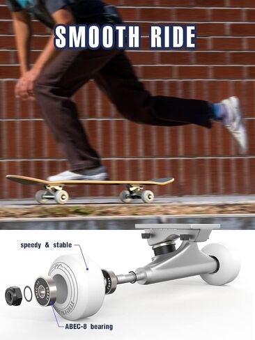 31"x8" Skateboard for Adults Teens Youths Kids Beginners, 8 Layer Canadian Maple Double Kick Deck Concave Fit for Skateboarding, Cruising, Carving, Tricks (with T Tool) in Saudi Arabia