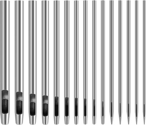 Leather Hole Punch, 15Pcs Hollow Hole Punch Steel Belt Leather Punch Round Hollow Punch Leather Craft Punch Working Tool for Watch Strap Canvas Belt Paper Plastics, 0.5mm-6mm in Saudi Arabia