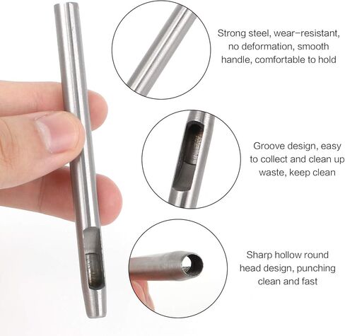 Leather Hole Punch, 15Pcs Hollow Hole Punch Steel Belt Leather Punch Round Hollow Punch Leather Craft Punch Working Tool for Watch Strap Canvas Belt Paper Plastics, 0.5mm-6mm in Saudi Arabia