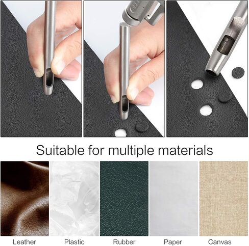 Leather Hole Punch, 15Pcs Hollow Hole Punch Steel Belt Leather Punch Round Hollow Punch Leather Craft Punch Working Tool for Watch Strap Canvas Belt Paper Plastics, 0.5mm-6mm in Saudi Arabia