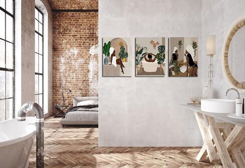 Black Woman Wall Art, Modern Black Girl Poster, African Woman Art, Bathroom Wall Decor, African American Art, Boho Wall Art, Black Woman Prints, Female Portrait Poster, Framed Canvas Art in Saudi Arabia
