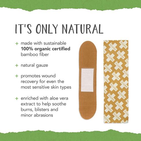 ضمادات من الخيزران الصديقة للبيئة للعضات والشظايا، العناية بالجروح غير المسببة للحساسية للبشرة الحساسة، قابلة للتحلل بيولوجيًا، خالية من اللاتكس، خالية من البلاستيك، خالية من نفايات الصبار، 25 قيراط (عبوتان) in Kuwait