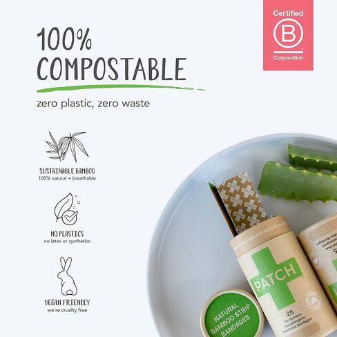 ضمادات من الخيزران الصديقة للبيئة للعضات والشظايا، العناية بالجروح غير المسببة للحساسية للبشرة الحساسة، قابلة للتحلل بيولوجيًا، خالية من اللاتكس، خالية من البلاستيك، خالية من نفايات الصبار، 25 قيراط (عبوتان) in Kuwait