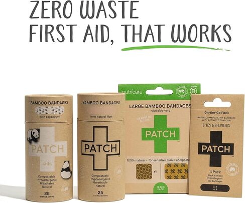 ضمادات من الخيزران الصديقة للبيئة للعضات والشظايا، العناية بالجروح غير المسببة للحساسية للبشرة الحساسة، قابلة للتحلل بيولوجيًا، خالية من اللاتكس، خالية من البلاستيك، خالية من نفايات الصبار، 25 قيراط (عبوتان) in Kuwait