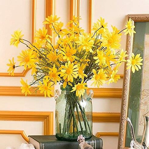 10pcs Artificial Daisy Flowers Flower Arrangements for Home Hotel Office Wedding Party Garden Craft Art Decor Each Approx 21" High No Vase White in Saudi Arabia