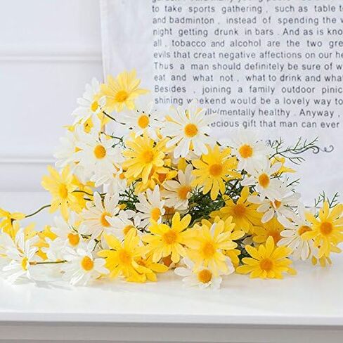 10pcs Artificial Daisy Flowers Flower Arrangements for Home Hotel Office Wedding Party Garden Craft Art Decor Each Approx 21" High No Vase White in Saudi Arabia