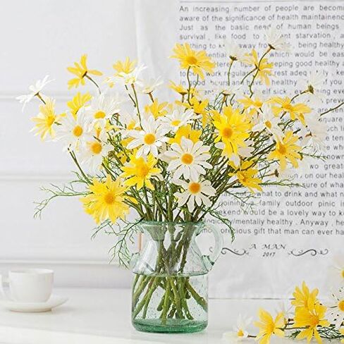 10pcs Artificial Daisy Flowers Flower Arrangements for Home Hotel Office Wedding Party Garden Craft Art Decor Each Approx 21" High No Vase White in Saudi Arabia