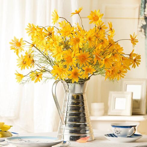 10pcs Artificial Daisy Flowers Flower Arrangements for Home Hotel Office Wedding Party Garden Craft Art Decor Each Approx 21" High No Vase White in Saudi Arabia