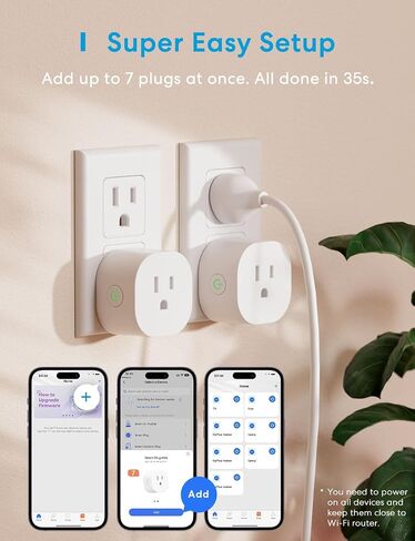 Meross Smart Plug Mini، مقبس مخرج بلوتوث واي فاي 15A متوافق مع Alexa، Google Assistant، التحكم عن بعد بالصوت والتطبيق، مؤقت، تحكم دون اتصال، ETL FCC معتمد 4 حزم، 2.4G فقط in Kuwait