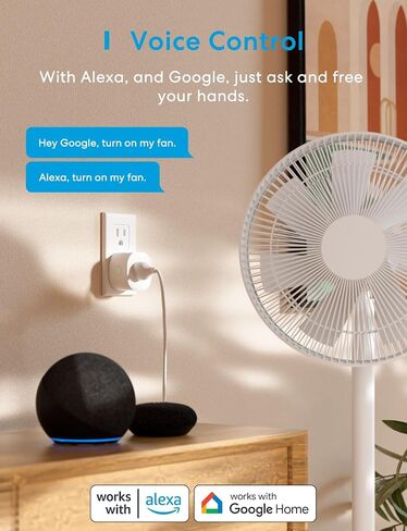 Meross Smart Plug Mini، مقبس مخرج بلوتوث واي فاي 15A متوافق مع Alexa، Google Assistant، التحكم عن بعد بالصوت والتطبيق، مؤقت، تحكم دون اتصال، ETL FCC معتمد 4 حزم، 2.4G فقط in Kuwait