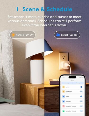 Meross Smart Plug Mini، مقبس مخرج بلوتوث واي فاي 15A متوافق مع Alexa، Google Assistant، التحكم عن بعد بالصوت والتطبيق، مؤقت، تحكم دون اتصال، ETL FCC معتمد 4 حزم، 2.4G فقط in Kuwait