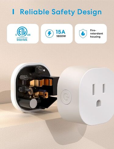 Meross Smart Plug Mini، مقبس مخرج بلوتوث واي فاي 15A متوافق مع Alexa، Google Assistant، التحكم عن بعد بالصوت والتطبيق، مؤقت، تحكم دون اتصال، ETL FCC معتمد 4 حزم، 2.4G فقط in Kuwait
