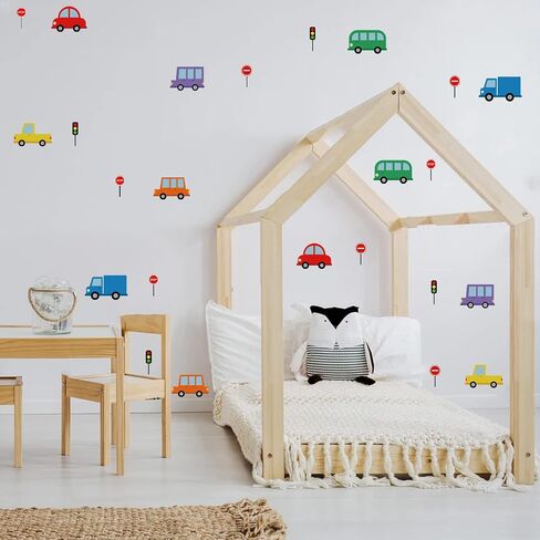 Creative Cars Wall Stickers Vinyl Removable Cars Wall Decals Peel and Stick Kids Wall Decor Colorful Vehicle Wall Stickers for Boys Bedroom Teen Kids Room Playroom Nursery Classroom Wall Decor in Saudi Arabia