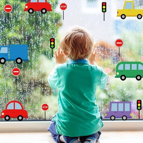 Creative Cars Wall Stickers Vinyl Removable Cars Wall Decals Peel and Stick Kids Wall Decor Colorful Vehicle Wall Stickers for Boys Bedroom Teen Kids Room Playroom Nursery Classroom Wall Decor in Saudi Arabia