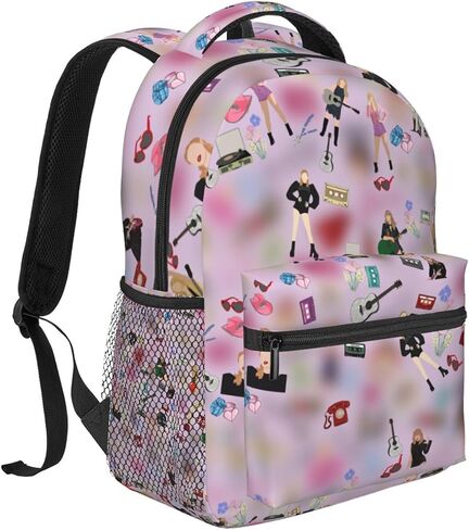 17 inches 3D Printing Casual Backpack Cute Purple Daypack Large Capacity Personalized Leisure Backpack Thickening in Saudi Arabia