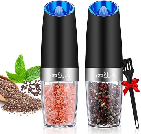 Gravity Electric Salt and Pepper Grinder Set, Automatic and Battery-Operated with Adjustable Coarseness, LED Light in Saudi Arabia