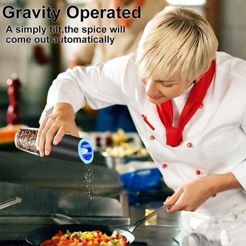 Gravity Electric Salt and Pepper Grinder Set, Automatic and Battery-Operated with Adjustable Coarseness, LED Light in Saudi Arabia