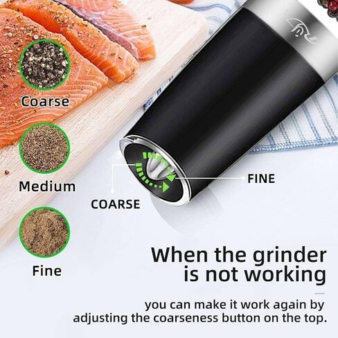 Gravity Electric Salt and Pepper Grinder Set, Automatic and Battery-Operated with Adjustable Coarseness, LED Light in Saudi Arabia